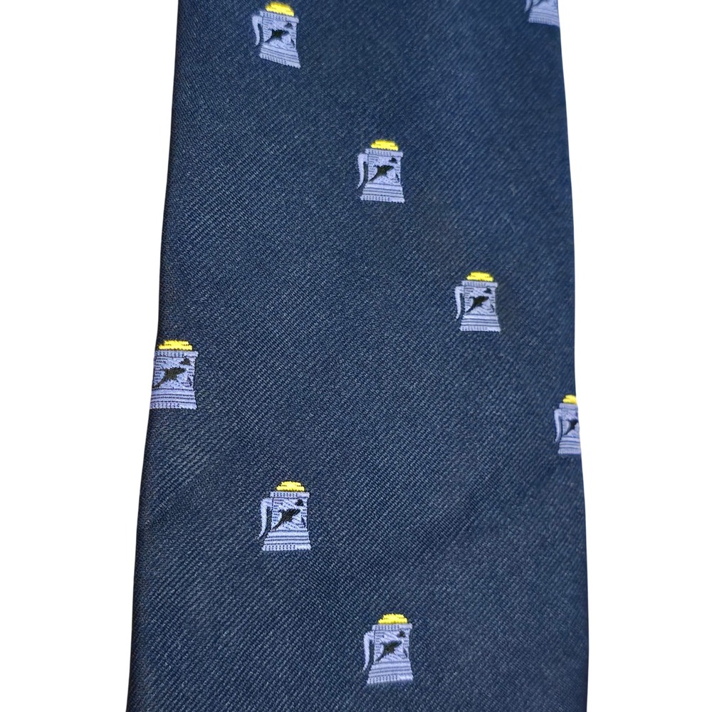 VTG Mens Navy Blue Beer Stein Tankard Embroidered Necktie Oktoberfest Brewery